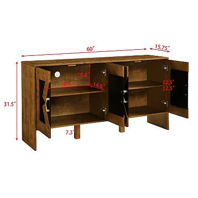 Trikiousd 60" Mid-Century Modern Sideboard Buffet Cabinet with Storage Cabinet