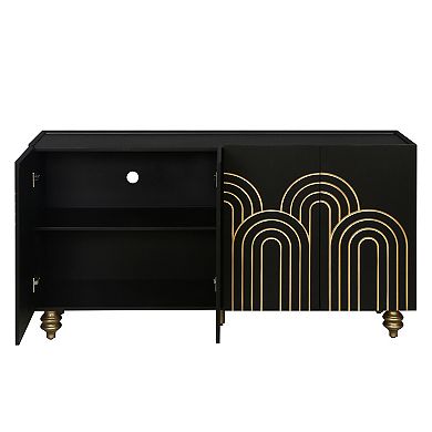 Trikiousd Modern Fluted 4-Door Sideboard Buffet Cabinet with Storage