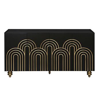 Trikiousd Modern Fluted 4-Door Sideboard Buffet Cabinet with Storage