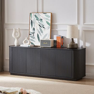 Trikiousd Sideboard Storage Cabinet TV Stand with Wave Pattern Design