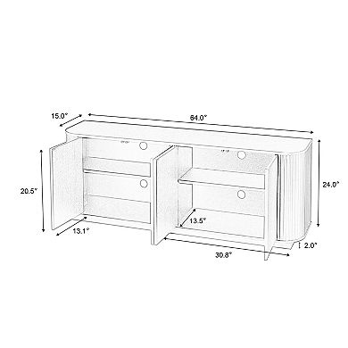 Trikiousd Sideboard Storage Cabinet TV Stand with Wave Pattern Design