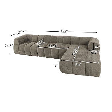 Trikiousd 122" Modern L-Shaped Sectional Sofa with Chaise Lounge