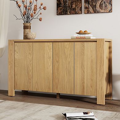 Trikiousd 4-Door Retro Wood Sideboard Buffet Cabinet with Storage