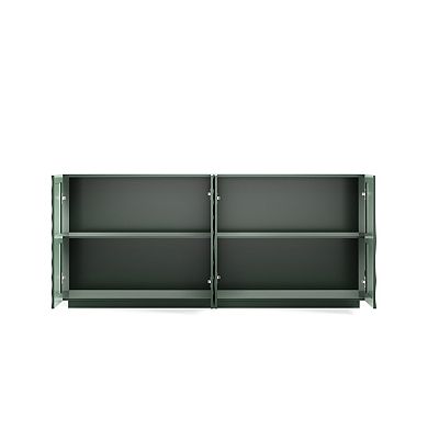 Trikiousd 59" Mid Century Modern Sideboard Buffet Cabinet with 4 Doors Storage Console