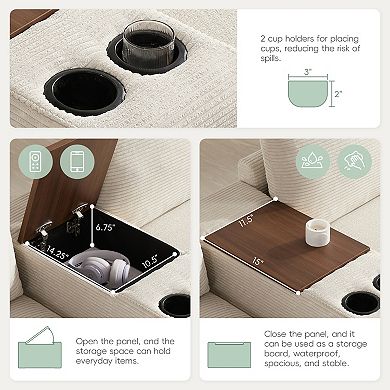 Trikiousd 139'' U-Shaped Modular Sectional Sofa with Console, USB, Cup Holders, Ottoman
