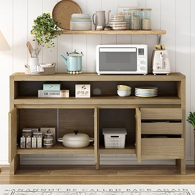Trikiousd 60-Inch Modern Sideboard with 3 Doors and 3 Drawers