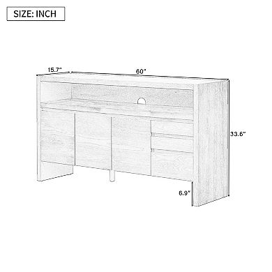 Trikiousd 60-Inch Modern Sideboard with 3 Doors and 3 Drawers