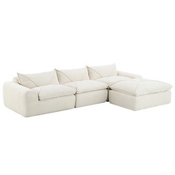 Trikiousd 116" Legless Chenille Modular Sofa with High-Density Foam and Ottoman