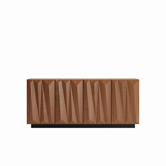 Trikiousd 60" Mid Century Sideboard Buffet Cabinet with 3D Doors and Storage Shelves