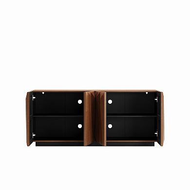 Trikiousd 60" Mid Century Sideboard Buffet Cabinet with 3D Doors and Storage Shelves