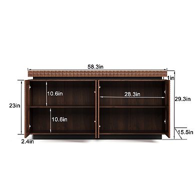 Trikiousd 58.3-Inch Modern 4 Doors Sideboard Buffet Cabinet