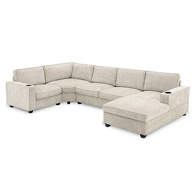 Trikiousd 119" U Shaped Sectional Sofa Chenille 6 Seat Couch with Cup Holders