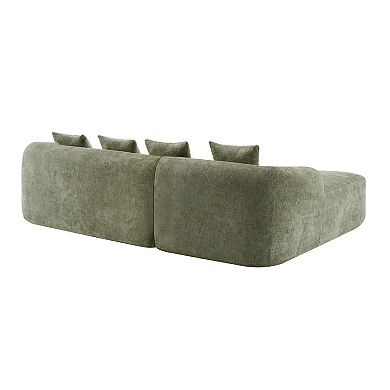 Trikiousd 104.7" L-Shaped Modular Sectional Sofa with Curved Chaise, Compression Chenille Couch