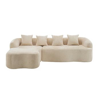Trikiousd 104.7" L-Shaped Modular Sectional Sofa with Curved Chaise, Compression Chenille Couch