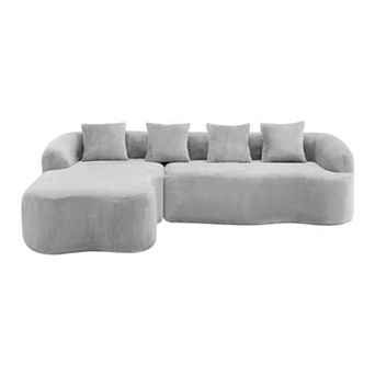 Trikiousd 104.7" L-Shaped Modular Sectional Sofa with Curved Chaise, Compression Chenille Couch