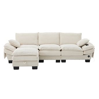 Trikiousd Cloud Modular Sectional Sofa Corduroy Deep Seat Upholstered Couch Set