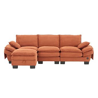 Trikiousd Cloud Modular Sectional Sofa Corduroy Deep Seat Upholstered Couch Set