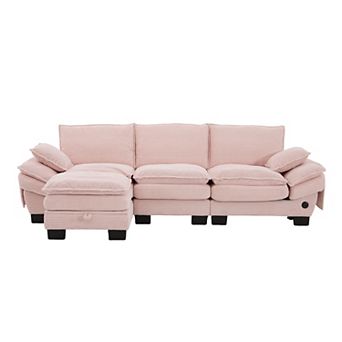 Trikiousd Cloud Modular Sectional Sofa Corduroy Deep Seat Upholstered Couch Set