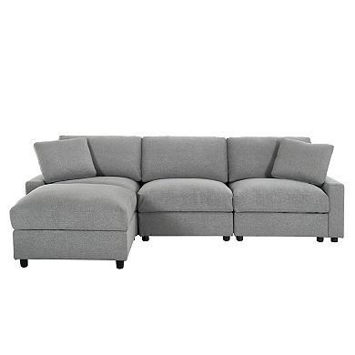 Trikiousd 103.54" L-Shaped Modular Sectional Sofa with Storage Ottoman, 3-Seat Cloud Couch