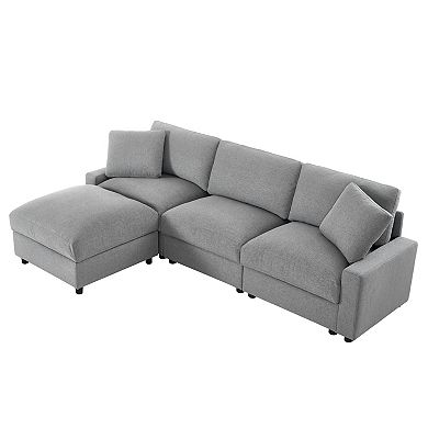 Trikiousd 103.54" L-Shaped Modular Sectional Sofa with Storage Ottoman, 3-Seat Cloud Couch