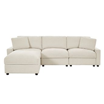 Trikiousd 103.54" L-Shaped Modular Sectional Sofa with Storage Ottoman, 3-Seat Cloud Couch