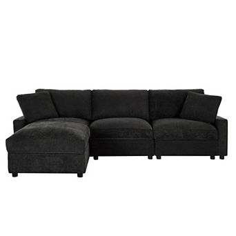 Trikiousd 103.54" L-Shaped Modular Sectional Sofa with Storage Ottoman, 3-Seat Cloud Couch