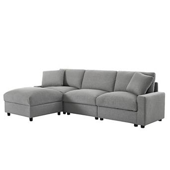 Trikiousd 103.54" L-Shaped Modular Sectional Sofa with Storage Ottoman, 3-Seat Cloud Couch