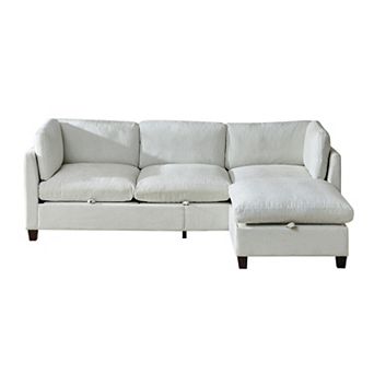 Trikiousd 96.5" Sectional Sofa with Ottoman Chenille L-Shape Couch 4-Seater Storage