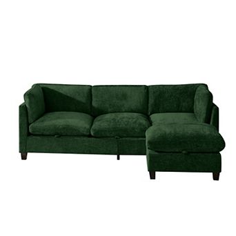 Trikiousd 96.5" Sectional Sofa with Ottoman Chenille L-Shape Couch 4-Seater Storage