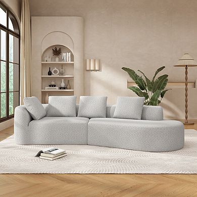 Trikiousd Modern Curved Sectional Sofa with Chaise Lounge