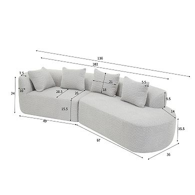 Trikiousd Modern Curved Sectional Sofa with Chaise Lounge