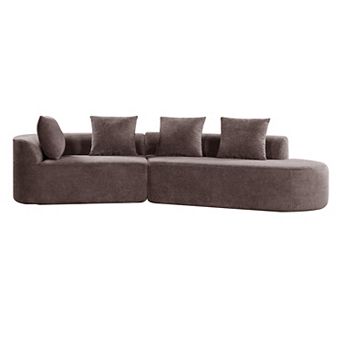 Trikiousd Modern Curved Sectional Sofa with Chaise Lounge