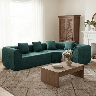 Trikiousd 110" Curved L-Shaped Sectional Sofa Fully Compressed Foam Sofa