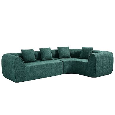 Trikiousd 110" Curved L-Shaped Sectional Sofa Fully Compressed Foam Sofa