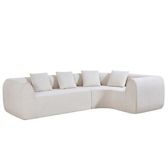 Trikiousd 110" Curved L-Shaped Sectional Sofa Fully Compressed Foam Sofa