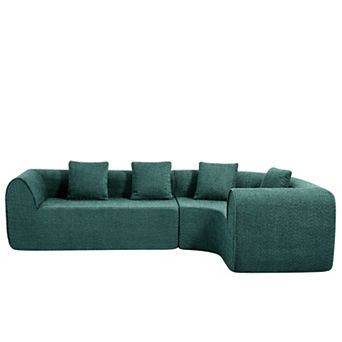 Trikiousd 110" Curved L-Shaped Sectional Sofa Fully Compressed Foam Sofa
