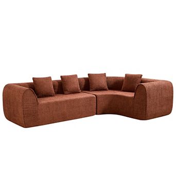 Trikiousd 110" Curved L-Shaped Sectional Sofa Fully Compressed Foam Sofa