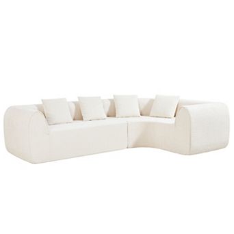 Trikiousd 110" Curved L-Shaped Sectional Sofa Fully Compressed Foam Sofa