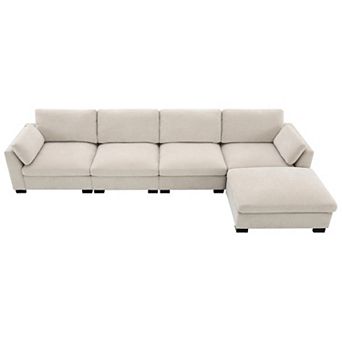 Trikiousd 130" Modular Sectional Sofa with Ottoman and USB Charging