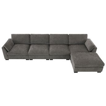 Trikiousd 130" Modular Sectional Sofa with Ottoman and USB Charging