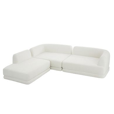 Trikiousd 115" L-Shaped Sectional Sofa with Chaise, Deep Seating 3-Piece Couch