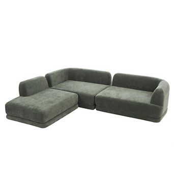 Trikiousd 115" L-Shaped Sectional Sofa with Chaise, Deep Seating 3 pc Couch