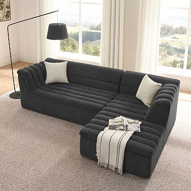 Trikiousd Chenille L-Shaped Modular Sectional Sofa Couch with Chaise