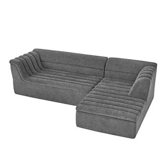 Trikiousd Chenille L-Shaped Modular Sectional Sofa Couch with Chaise