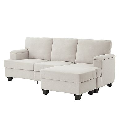 Trikiousd 86" Modern Sectional Sofa with Storage Ottoman L-Shaped Sectional Sofa