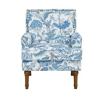 Trikiousd Floral Accent Chair with Nailhead Trim and Solid Wood Legs Upholstered Farmhouse Armchair