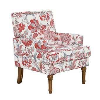 Trikiousd Floral Accent Chair with Nailhead Trim and Solid Wood Legs Upholstered Farmhouse Armchair
