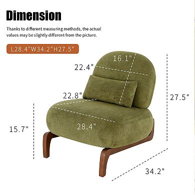 Trikiousd Accent Chair with Solid Wood Legs, Armless Upholstered Reading Chair