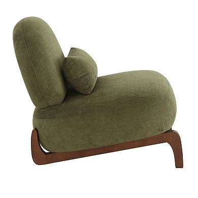 Trikiousd Accent Chair with Solid Wood Legs, Armless Upholstered Reading Chair
