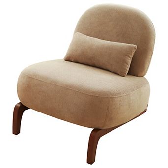 Trikiousd Accent Chair with Solid Wood Legs, Armless Upholstered Reading Chair
